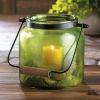 Speckled Green Glass Jar Candle Lantern - 6.5 inches