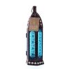 Patterned Blue Glass Candle Tower - 13 inches