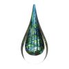 Peacock Art Glass Teardrop Sculpture