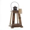 Rustic Wood Pyramid Candle Lantern - 12 inches