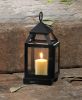 Contemporary Black Candle Lantern - 9 inches