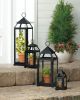 Contemporary Black Candle Lantern - 9 inches