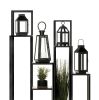 Contemporary Black Candle Lantern - 9 inches
