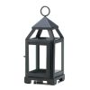 Contemporary Black Candle Lantern - 9 inches
