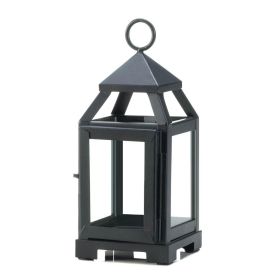 Contemporary Black Candle Lantern - 9 inches
