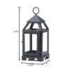Contemporary Black Candle Lantern - 9 inches