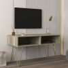 Modern Design TV stand stable Metal Legs with 2 open shelves to put TV, DVD, router, books, and small ornaments,Grey