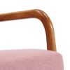 High Back Solid Wood Armrest Backrest Iron Frame Linen Indoor Leisure Chair Pink