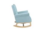 Mid Century Retro Modern Fabric Upholstered Rocking Chair, Light Blue