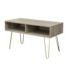 Modern Design TV stand stable Metal Legs with 2 open shelves to put TV, DVD, router, books, and small ornaments,Grey