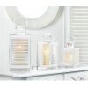 White Slatted Candle Lantern - 12 inches