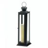 Sleek Candle Lantern with Star Cutouts - 12 inches