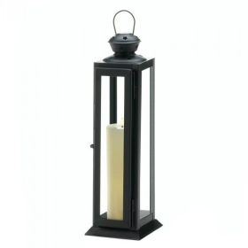 Sleek Candle Lantern with Star Cutouts - 12 inches