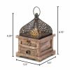 Flip-Top Wood Lantern with Drawer - 8 inches