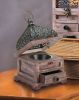 Flip-Top Wood Lantern with Drawer - 8 inches