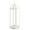 Country White Open Top Metal Candle Lantern - 19 inches