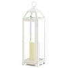 Country White Open Top Metal Candle Lantern - 19 inches