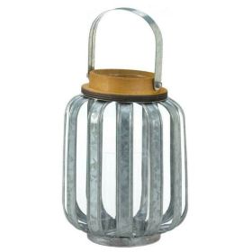 Galvanized Metal Slats Candle Lantern - 8 inches