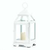 Contemporary White Candle Lantern - 9 inches