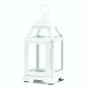 Contemporary White Candle Lantern - 9 inches