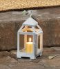 Contemporary White Candle Lantern - 9 inches