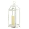 Country White Open Top Metal Candle Lantern - 16 inches