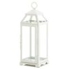Country White Open Top Metal Candle Lantern - 16 inches
