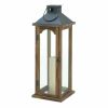 Wood Candle Lantern with Metal Pyramid Top - 22 inches