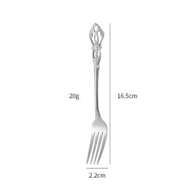 Stainless Steel Cutlery Spoon West Dinnerware Set Gold Plated (Option: Silver center fork)