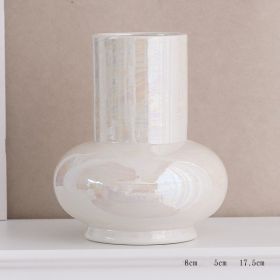 Ceramic Decorative Vase Water Raised Flowers Building Blocks Living Room (Option: White-Enamelled money)