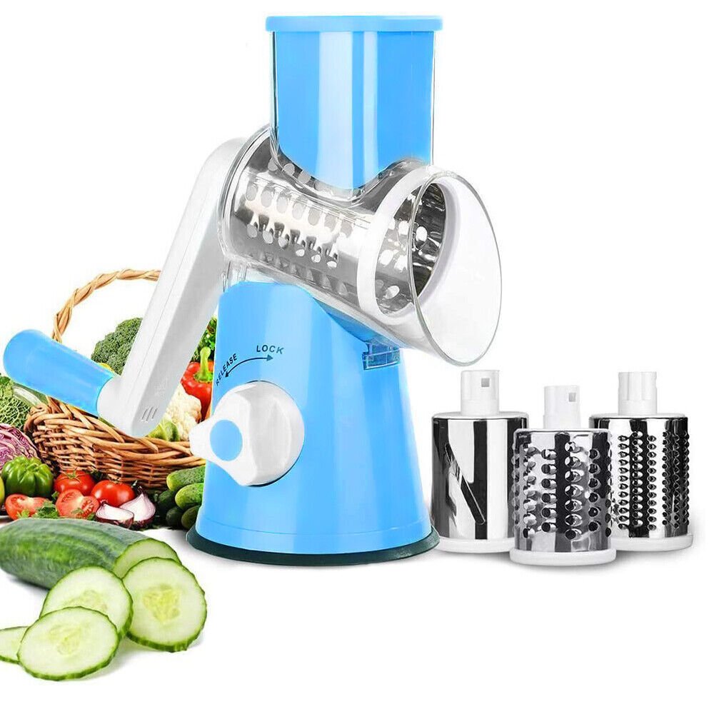 3-in-1 Rotary Food Slicer Chopper Cheese Grater Fruit Vegetable Shredder Cutter 3-in-1 Rotary Food Slicer Chopper Cheese Grater Fruit Vegetable Shredder Cutter